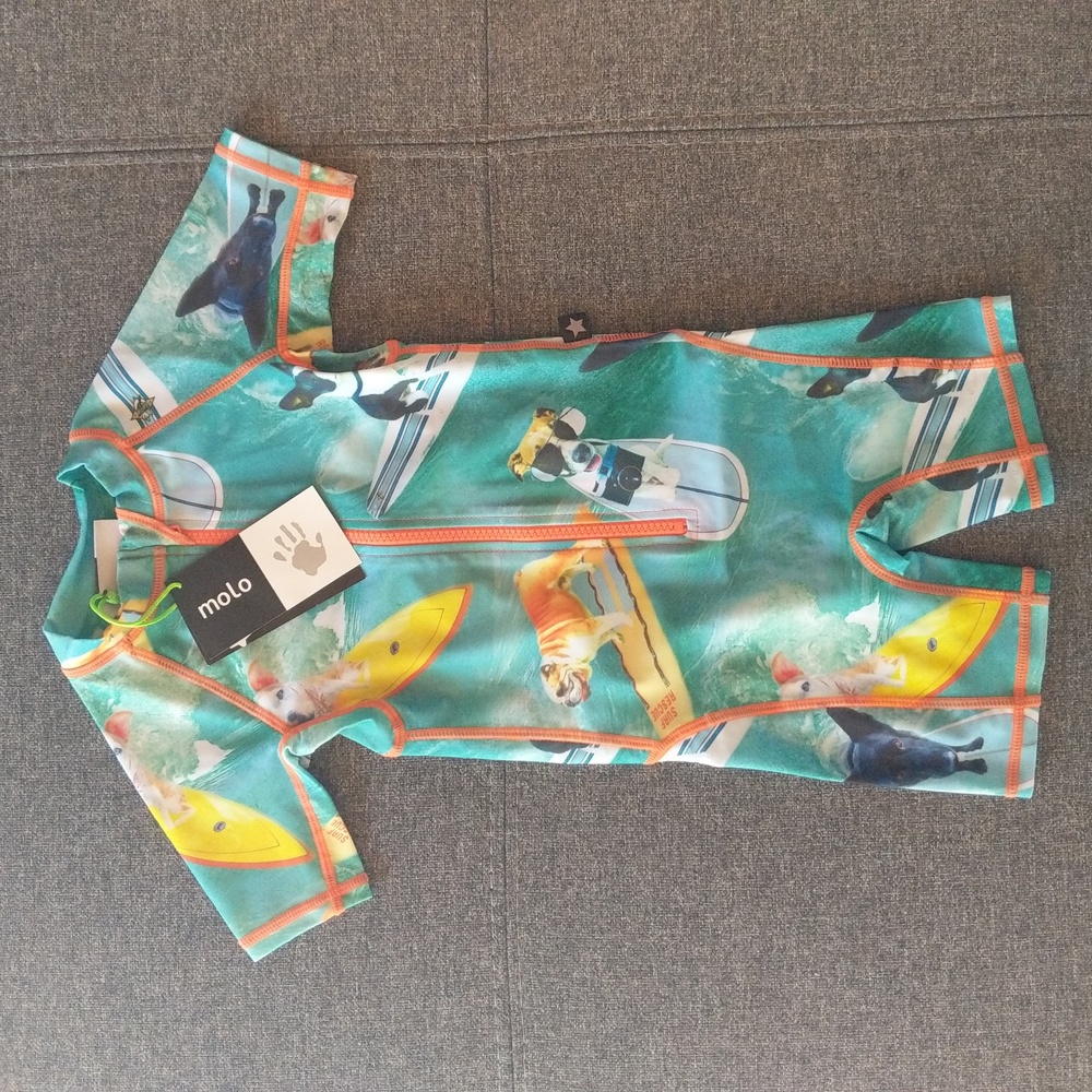 NWT Molo Surf Dogs UV Swimsuit Kids Rashguard UPF40+